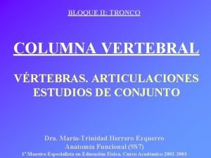 BLOQUE II TRONCO COLUMNA VERTEBRAL VRTEBRAS ARTICULACIONES ESTUDIOS