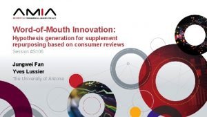WordofMouth Innovation Hypothesis generation for supplement repurposing based