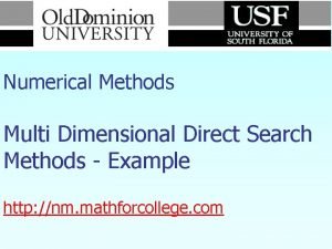 Numerical Methods Multi Dimensional Direct Search Methods Example