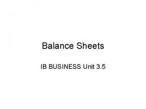 Ib balance sheet