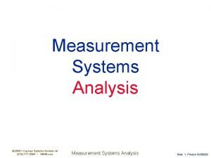 Measurement Systems Analysis 22001 Cayman Systems Revision M