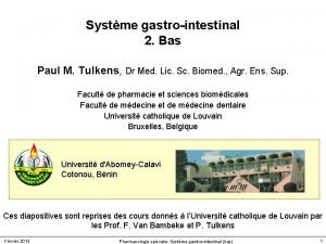 Systme gastrointestinal 2 Bas Paul M Tulkens Dr