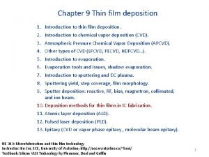 Chapter 9 Thin film deposition 1 2 3 Chapter 9 Thin film deposition 1 2 3