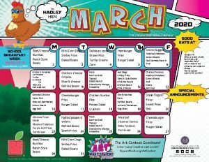 TDAs March 2020 Menu Calendar BeefCheese Burritos Ranch