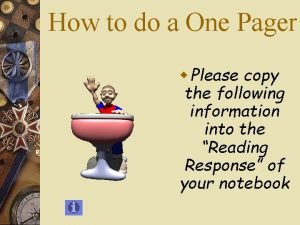 How to do a one pager