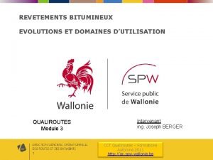 REVETEMENTS BITUMINEUX EVOLUTIONS ET DOMAINES DUTILISATION QUALIROUTES Module