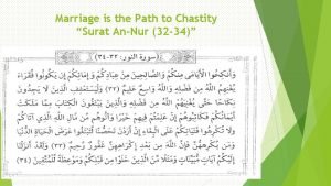 Marriage is the path to chastity