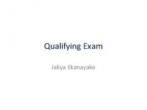 Qualifying Exam Jaliya Ekanayake Agenda ResearchProjects so far