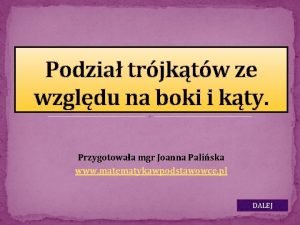 Podzia trjktw ze wzgldu na boki i kty