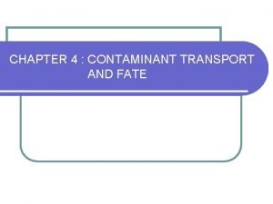 Contaminant transport equation