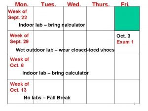 Mon Tues Wed Thurs Fri Week of Sept