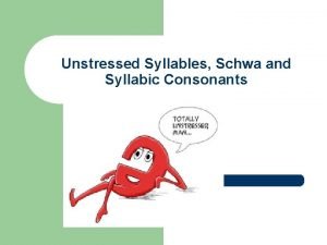 Unstressed Syllables Schwa and Syllabic Consonants Unstressed Syllables