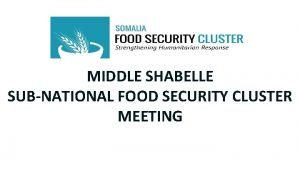 MIDDLE SHABELLE SUBNATIONAL FOOD SECURITY CLUSTER MEETING Introduction