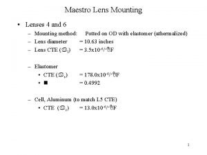 Maestro Lens Mounting Lenses 4 and 6 Mounting