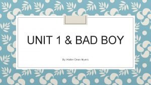 Walter dean myers bad boy summary