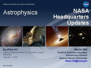 National Aeronautics and Space Administration Astrophysics Exo PAG