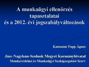 A munkagyi ellenrzs tapasztalatai s a 2012 vi