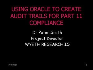 Oracle audit program