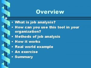 Diary method of job analysis