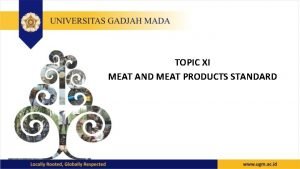 TOPIC XI MEAT AND MEAT PRODUCTS STANDARD Sub