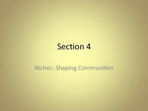 Section 4 Niches Shaping Communities What Youve Learned