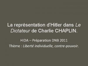 La reprsentation dHitler dans Le Dictateur de Charlie