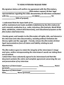 Interview release form documentary