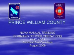 PRINCE WILLIAM COUNTY NOVA MANUAL TRAINING COMMAND OFFICER