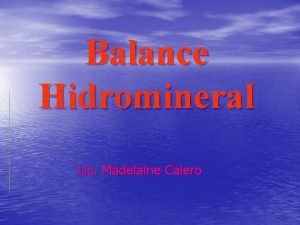 Balance hidromineral