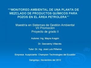 MONITOREO AMBIENTAL DE UNA PLANTA DE MEZCLADO DE