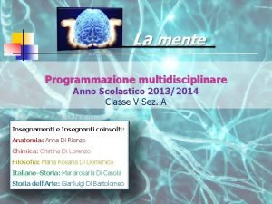 La mente Programmazione multidisciplinare Anno Scolastico 20132014 Classe