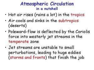 Atmospheric Circulation in a nutshell Hot air rises