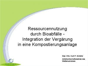 Ressourcennutzung durch Bioabflle Integration der Vergrung in eine