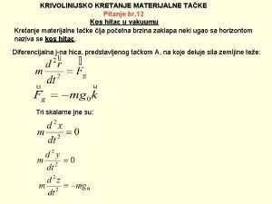 KRIVOLINIJSKO KRETANJE MATERIJALNE TAKE Pitanje br 12 Kos