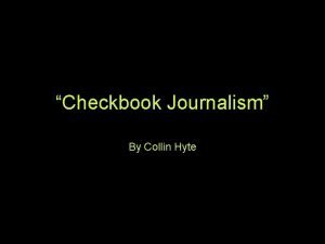 What is checkbook journalism