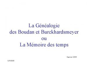 La Gnalogie des Boudan et Burckhardsmeyer ou La