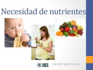 Necesidad de nutrientes DOCENTE DANIEL MELLA Necesidad de