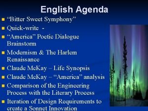English Agenda Bitter Sweet Symphony n Quickwrite n