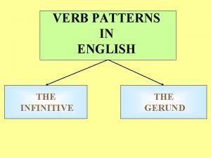 Verb patterns ing or infinitive Verb patterns ing or infinitive
