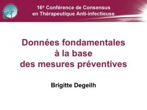 Donnes fondamentales la base de mesures prventives Dr