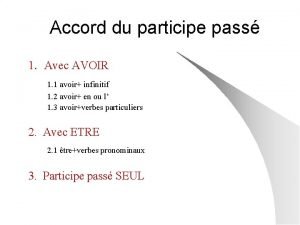 Avoir en participe passé