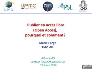 Publier en accs libre Open Acces pourquoi et