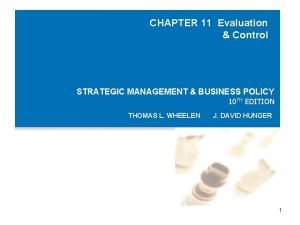 CHAPTER 11 Evaluation Control STRATEGIC MANAGEMENT BUSINESS POLICY