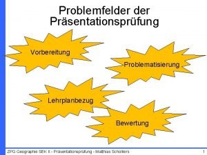 Problemfelder Prsentationsprfung Vorbereitung Problematisierung Lehrplanbezug Bewertung ZPG Geographie