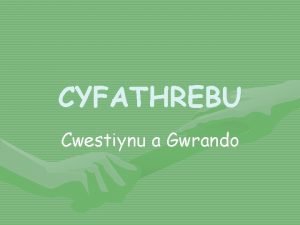 CYFATHREBU Cwestiynu a Gwrando Cwestiynau Mae gofyn cwestiynau