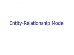 EntityRelationship Model Database Modeling The process of designing
