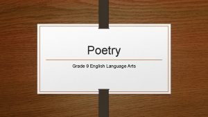 Poems for grade 9 english