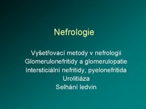 Nefrologie Vyetovac metody v nefrologii Glomerulonefritidy a glomerulopatie