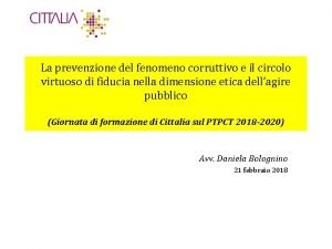 La prevenzione del fenomeno corruttivo e il circolo