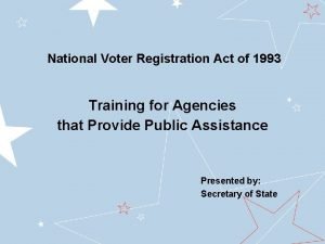 National Voter Registration Act of 1993 Training for